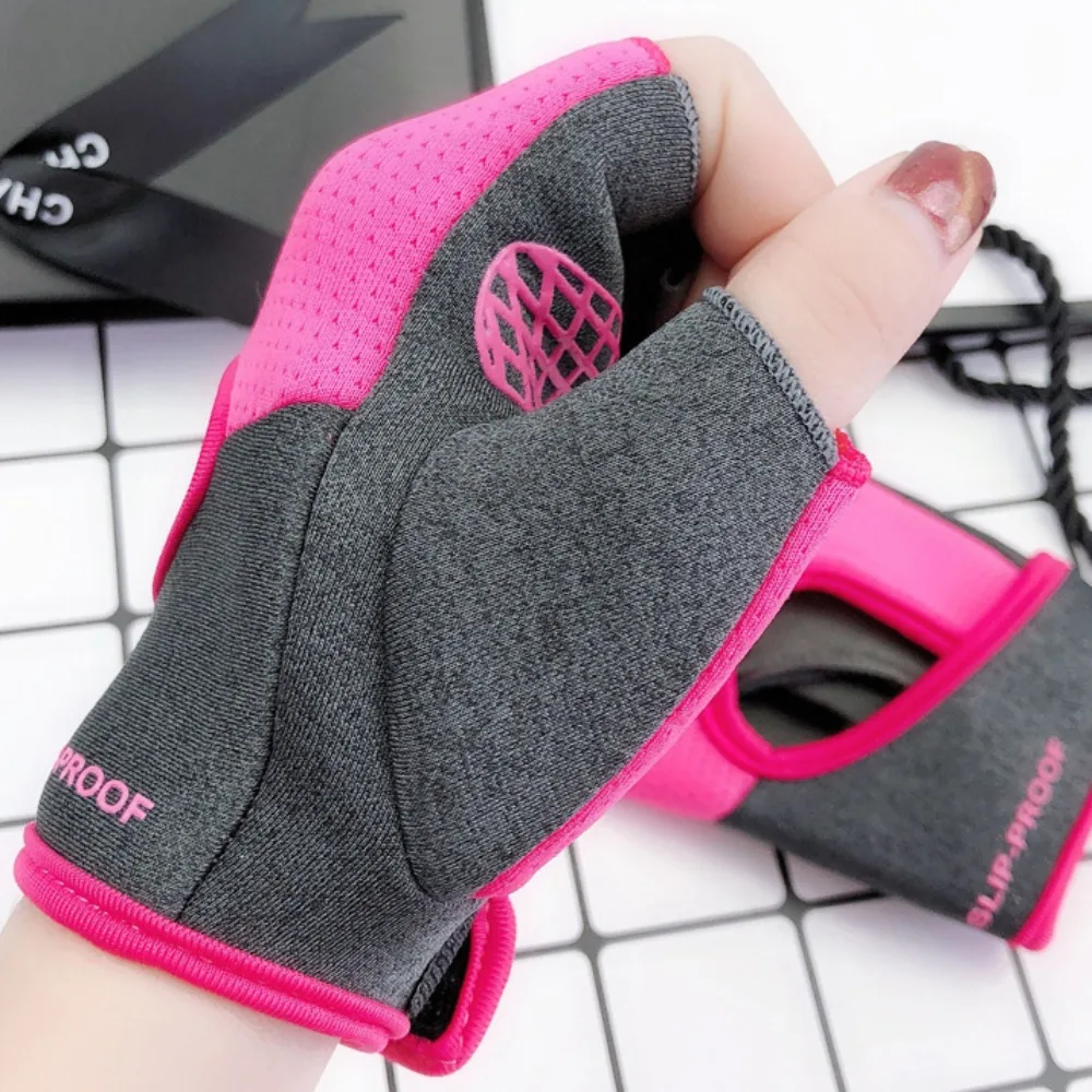 1 pair Fingerless Fitness Sport Gloves Anti-Skid Breathable Dumbbells Breathable Gloves High Elasticity Protective