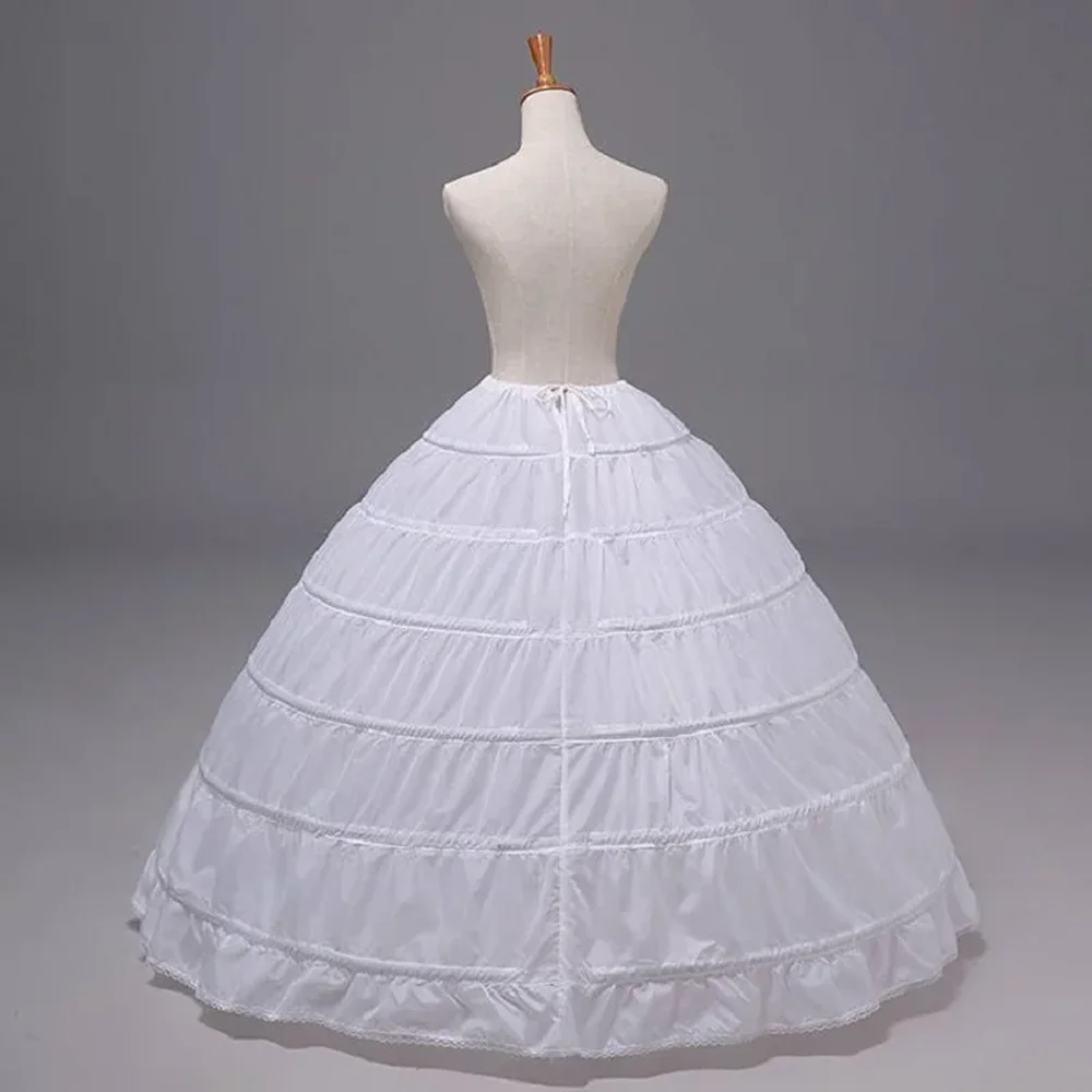Wedding Petticoat 6 Hoop Crinoline Black White Long Wedding Petticoat Ball Gown Dress Underskirt Skirt Half Slips Wedding Accessories petticoat skirt petticoat underskirt wedding underskirt wedding petticoat