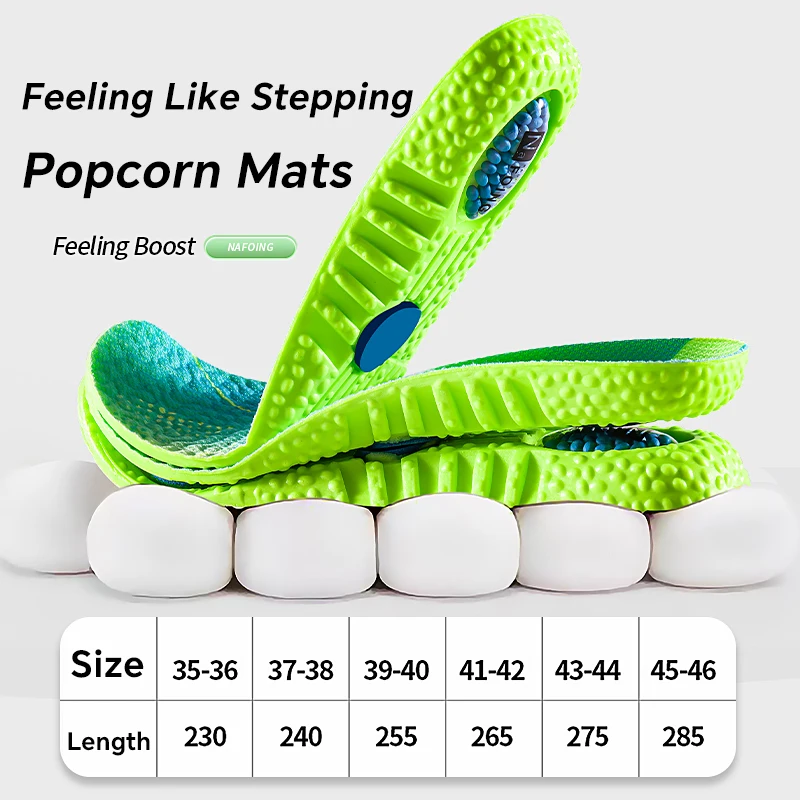 4D Soft Antibacterial Fabric Sports Insoles 1 Pair Ultra-Breathable High-Impact Shock Absorption Air Cushion Hiking Insoles