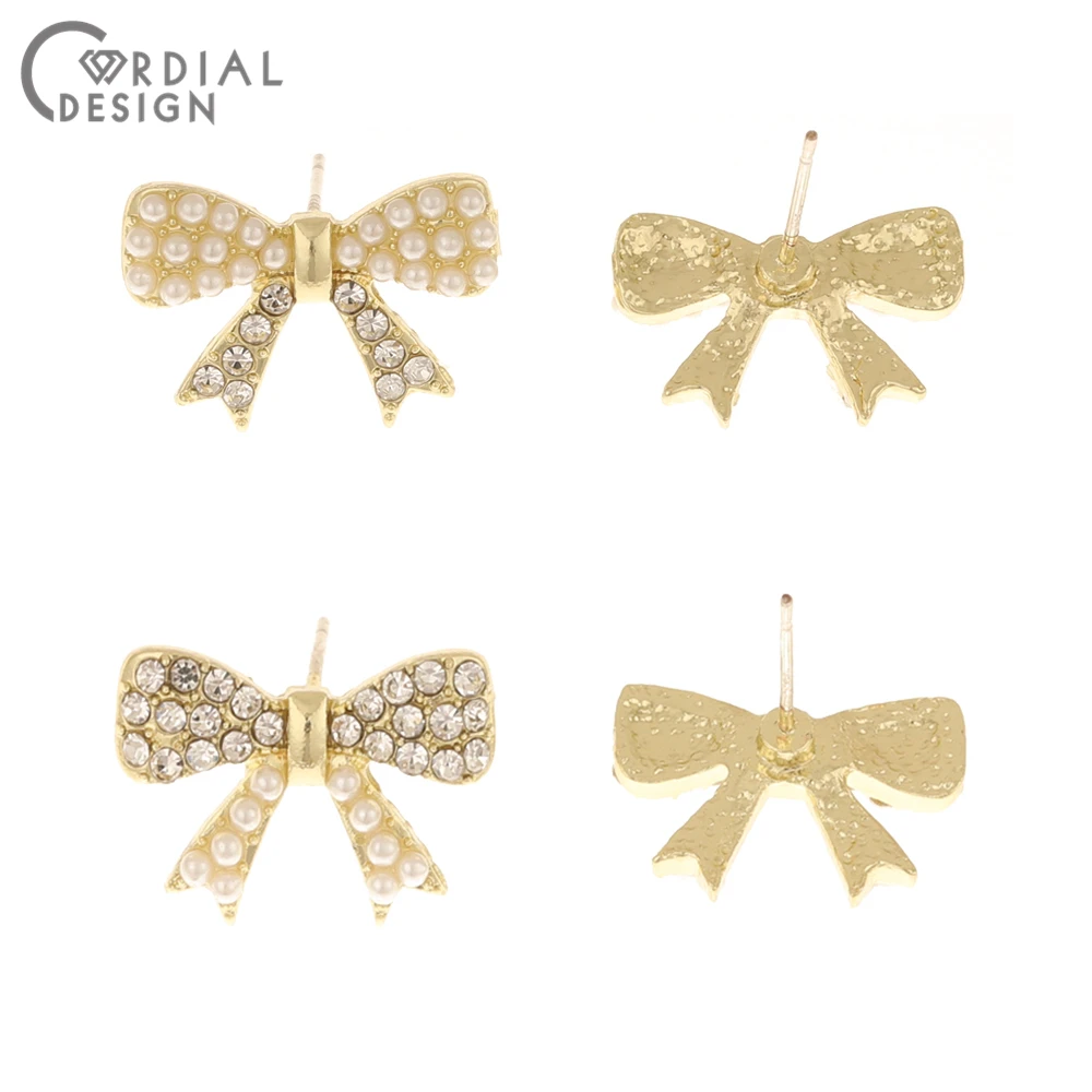 

Cordial Design 50Pcs 12*18MM Earrings Accessories/Bowknot Shape/Imitation Pearl/DIY/Rhinestone Earrings Stud/Jewelry Findings