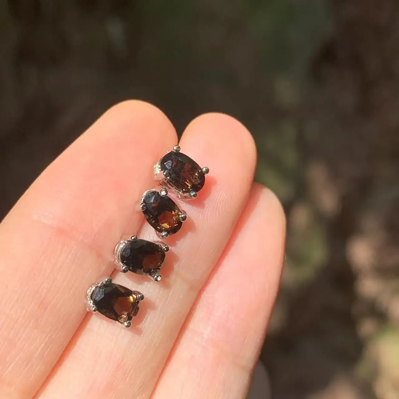 5*3MM Natural Smoky Crystal quartz Stud Earrings For Women Stone 925 Sterling Silver Vintage Gift Prevent Allergy Fine Jewelry