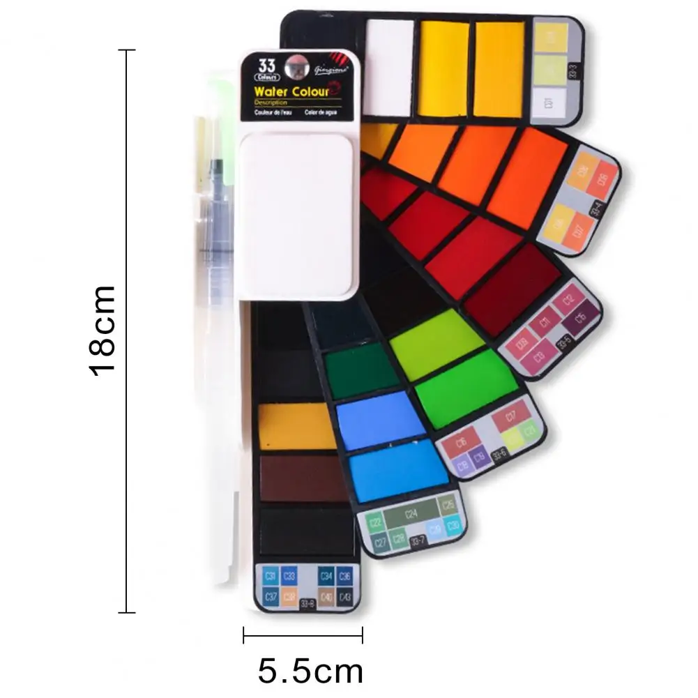Solid Watercolor Set 25/33 Colors Watercolor Paint with Palette Set Rich Color Lightweight Portable Travel Use Paint Kit