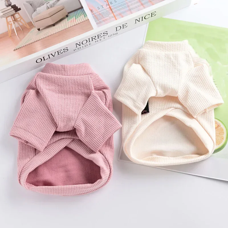 High Collar Elastic Bottoming Shirt Pet Dog Striped Cotton Warm Sweater For Dogs Cats Pullover