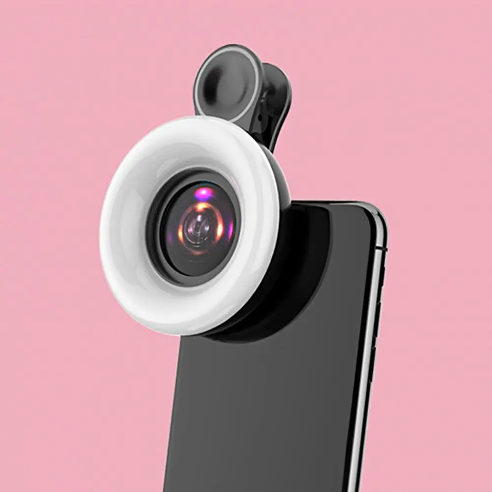 New Mobile Phone Fill Light 15X Macro Lens Portable Selfie Led Ring Flash Light Phone Selfie Lamp Universal Ring Clip Light