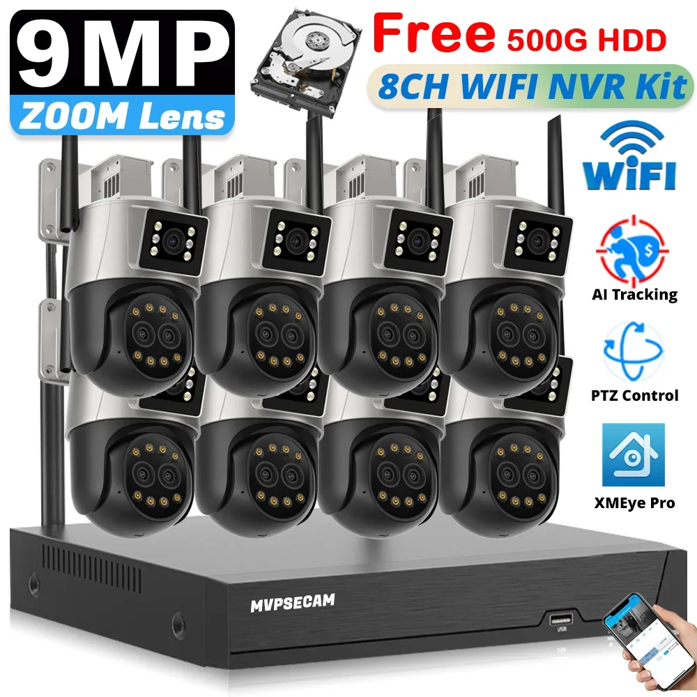 Smart 8Ch Wifi Nvr Kit Home Ptz Telecamere Wi-Fi Iptv 9Mp 8X Zoom Outdoor Wireless Videosorveglianza Sicurezza Sistema Cctv Icsee