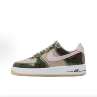 Nike Air Force 1 Patent Camo Classic Comfort Durable Low-Top Skate Shoes Men's Brown/Green/Pink HQ1967200