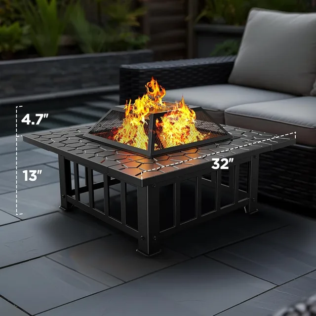 32-Inch 3-in-1 Multi-Purpose Outdoor Fire Pit Table 6