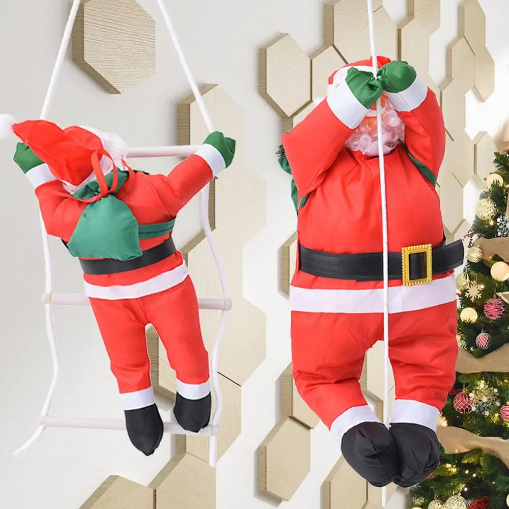 Christmas Santa Claus Climbing Rope Ladder Santa Claus Christmas Tree Decoration Inflation Outdoor Doll Pendant