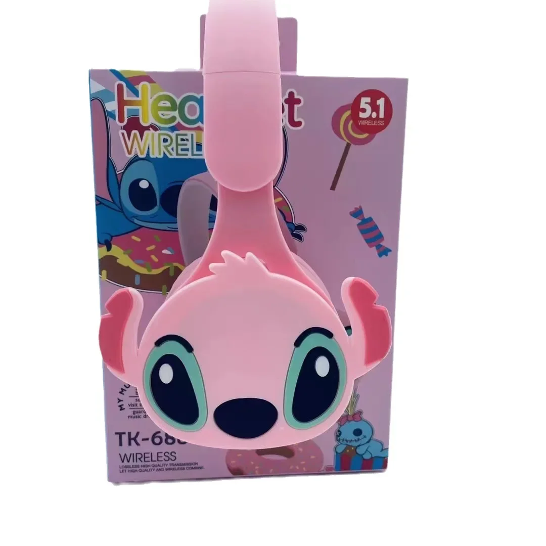 Disney Stitch Cartoon Fones de Ouvido Baixo Pesado Dobrável Infantil Student Headwear Fones de Ouvido Bluetooth Novo Tk688g - Image 4