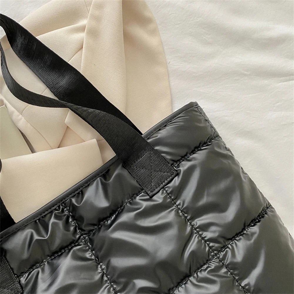 Fashion Shoulder Bag Large Capacity Cotton Padded Women Tote Bag Rhombus Ladies Tote Handbags Quilted Solid for Leisure Travel