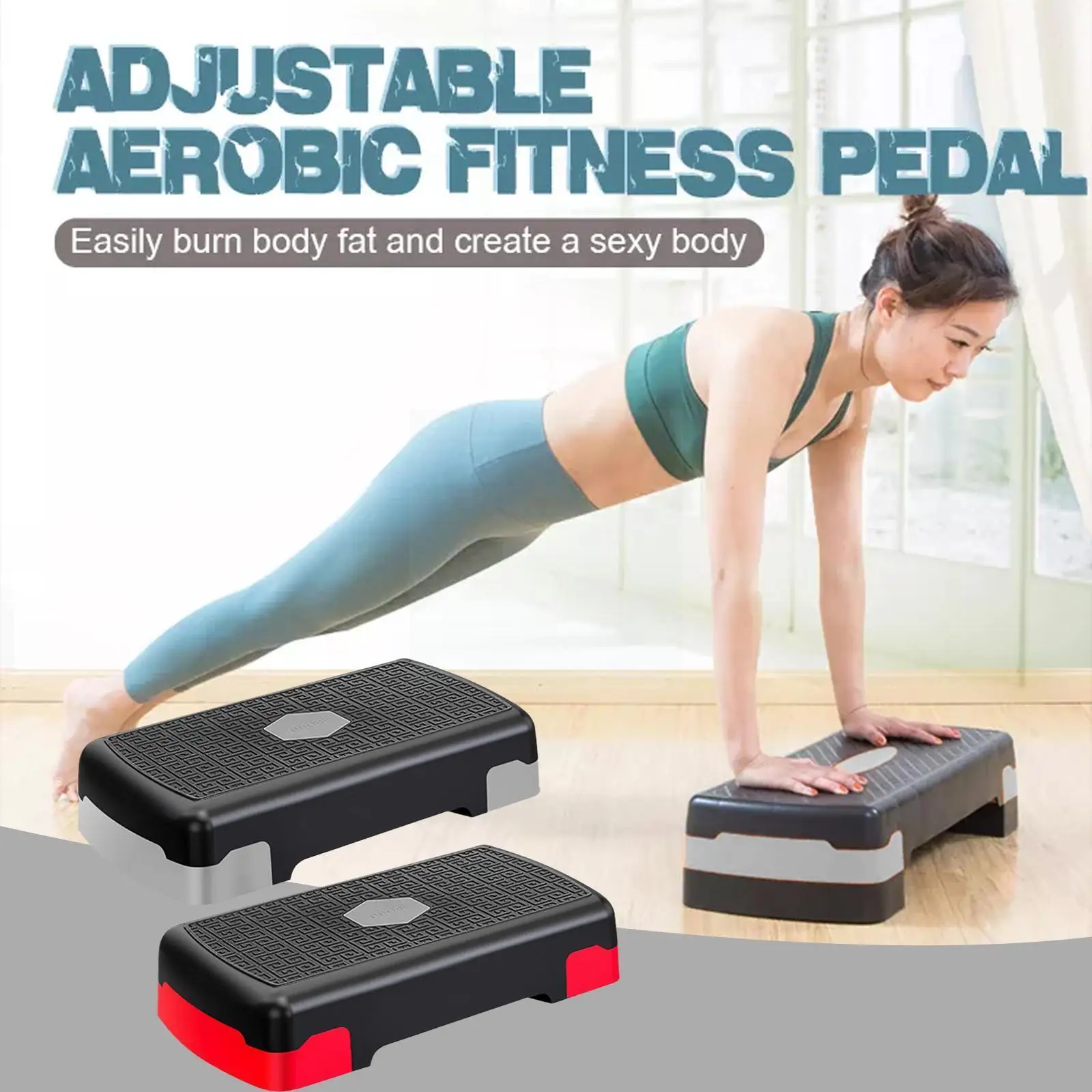 45cm Fitness Pedals Aerobic Step Platform Exercise Board Adjustable Home Yoga Pedal Exercise Fitness Equipment For Home Workout
