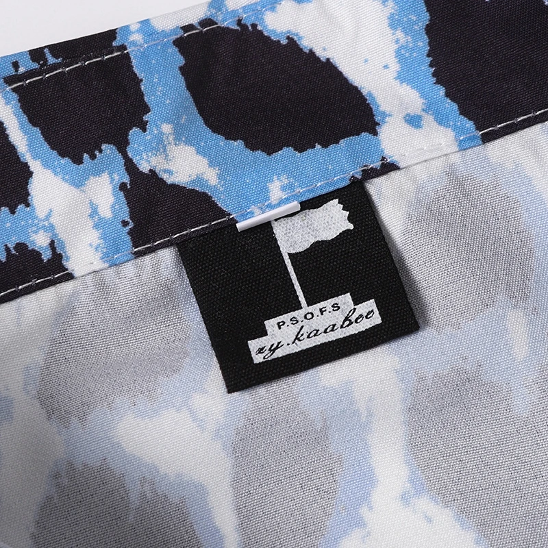 Streetwear Y2k Blaues Leoparden-Hawaiihemd für Herren, Auffälliges Gepardenmuster Kurzarm-Hemd mit Knöpfen, Lässiges Sommer-Party-Oberteil – Detail 14