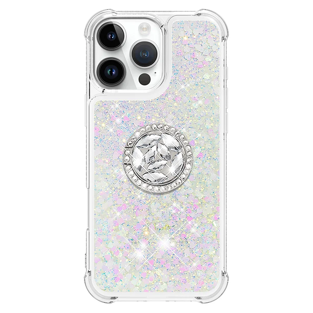 Liquid Quicksand Bling Sequins Phone Case with Ring Holder Cover