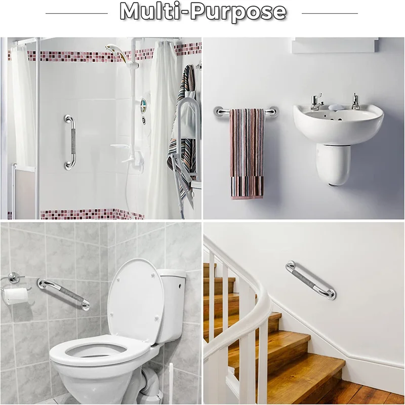 Bathtub High Quality Stainless Steel Toilet Handrail Shower Safety Support Handle Towel Rack Bathroom Safety Accessories images - 6