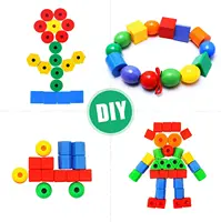 Rainbow Lacing Beads 25 Beads 3 Strings Montessori Toys Threading Toys Educational Toys Fine Motor Activities for Kids Toddler 4