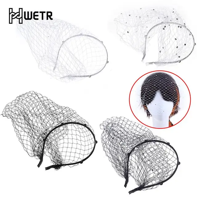 Black White Headband Veils For Bridal Charming Veil For Wedding Fascinator Birdcage Veil On The Face Mini Veil 1