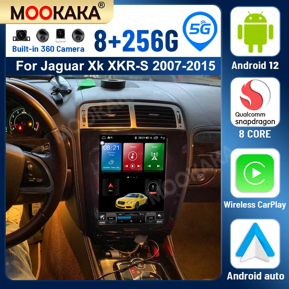 

2 Din Android 12,0 8 + 256G для Jaguar Xk XKR-S 2007-2015 радио Автомобильный мультимедийный стерео плеер GPS навигация головное устройство Carplay