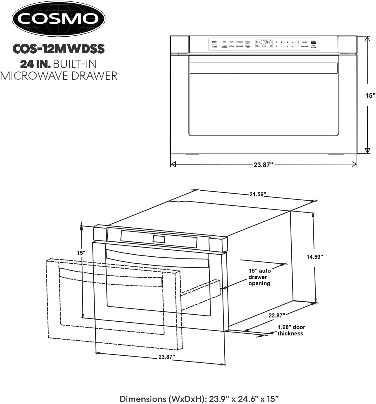 -12  24 in. Built-in Microwave Drawer with Automatic Presets, Touch Controls, Defrosting Rack and 1.2 cu. ft. 5