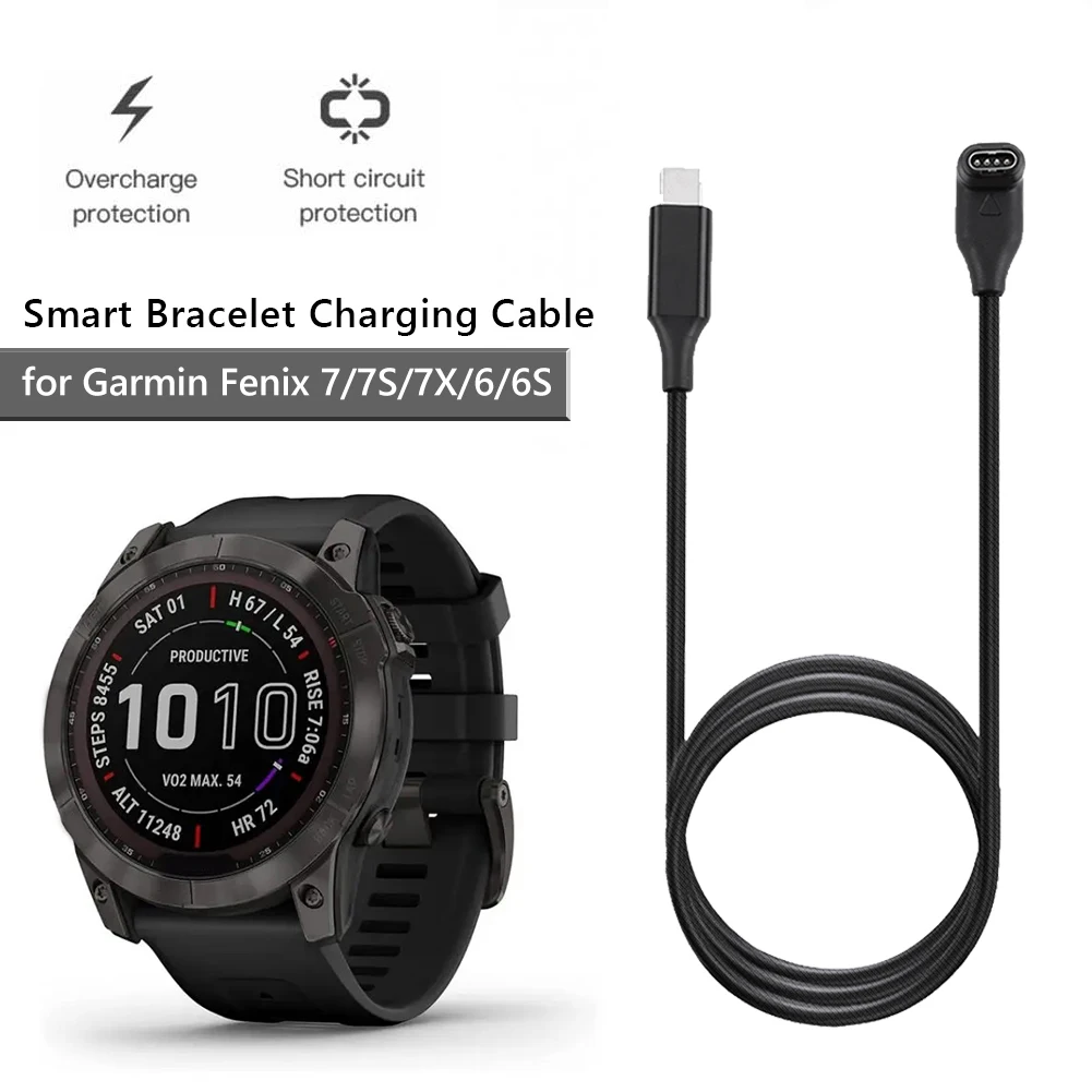 Charging Cable for Garmin Fenix 7 7S 7X 6 6S 6X 5 5X Plus Vivoactive 3 4s Venu 2 2S USB/Type C Watch charger Dock Dustproof Plug
