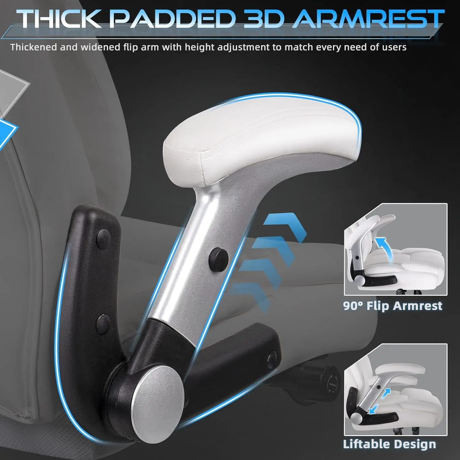 Big and Tall Office Chair with Ergonomic Lumbar Support, Leather Office Chair for Heavy People with Quiet Rubber Wheel 6