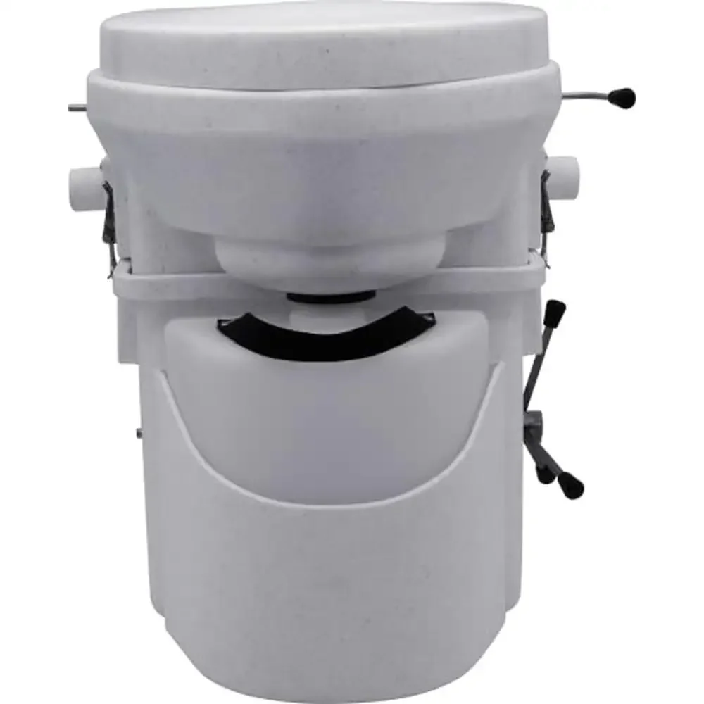 Composting Toilet Close Quarters Spider Handle Design Easy Install No Odor Huge Capacity Effective Empty White 20.98"D x 19.02"W 4