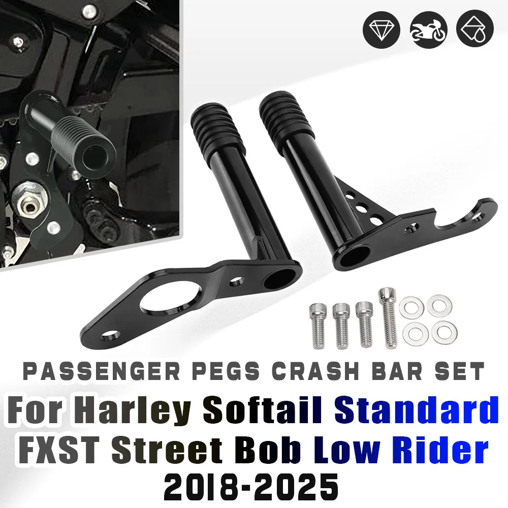 Advanblack Engine Guard Crash Bars For Harley Softail (2018-2024) - Highway Footpeg Sliders In Orange CNC With Carbon Inlay