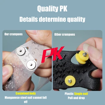Climbing Crampons 5 Studs Ice Gripper Spike Anti-Skid Over Shoes Covers Wear Resistant for Snow Walking Winter Outdoor Equipment 4
