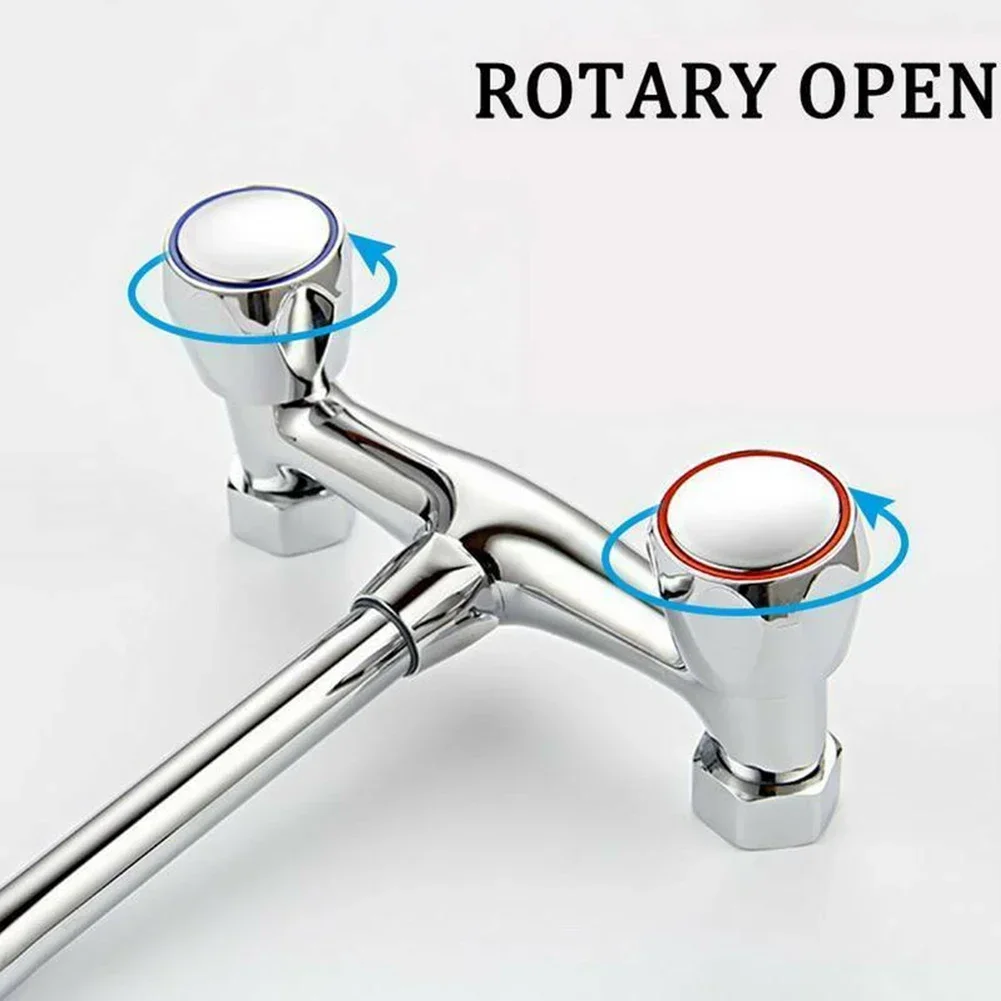 Hot Cold Faucet Tap Handle Knob Universal Replacement Handle Silver Tone Red+Blue 2Pcs/Set Faucet Handle Bathroom Accessories 5