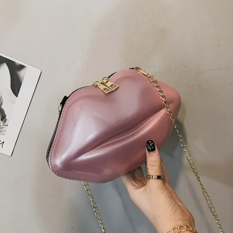 Lips Shape PVC Handbags Shoulder Crossbody Messenger Phone Coin Bag For Women