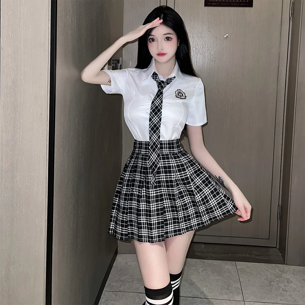 Sexy School Girl Cosplay Costume Women Japanese Student Uniform Role Play JK Mini Skirt Lingerie Outfit Couple Sex Game Clothes pic picture