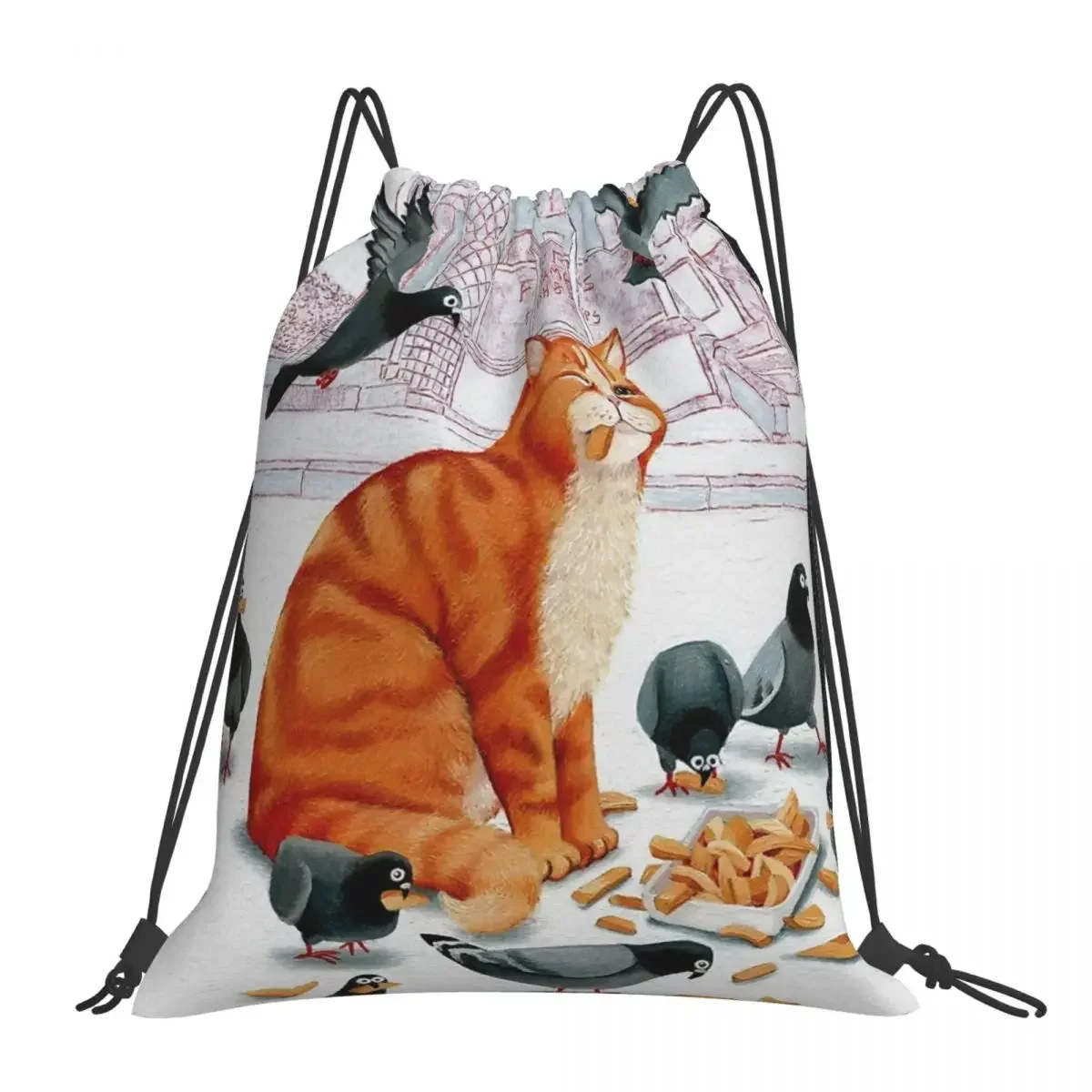 

Chips For Tea Backpacks Fashion Portable Drawstring Bags Drawstring Bundle Pocket Shoes Bag BookBag For Man Woman Students