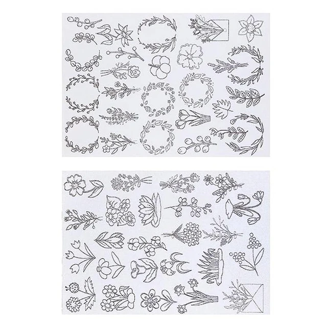 Cute Floral Hand Embroidery Pattern, Stick and Stitch Transfer Patch, Peel  and Stick Embroidery Paper, Trendy Embroidery Pack for Clothes 