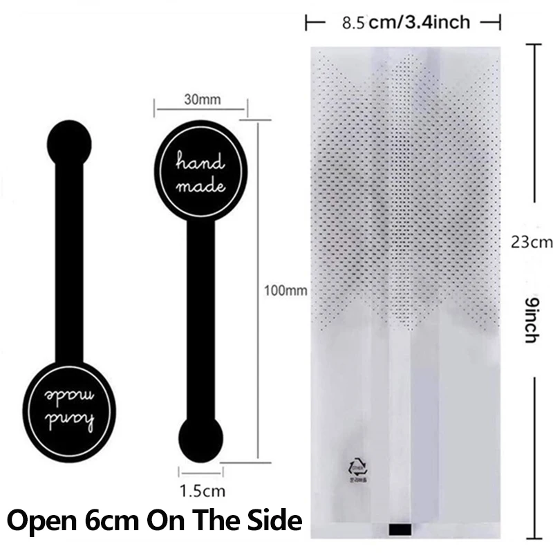 Translucent Resealable Plastic Bakery Bags with “Handmade” Stickers – Clear Gift Treat ... - SKU TRB16503 - UGI Pack...