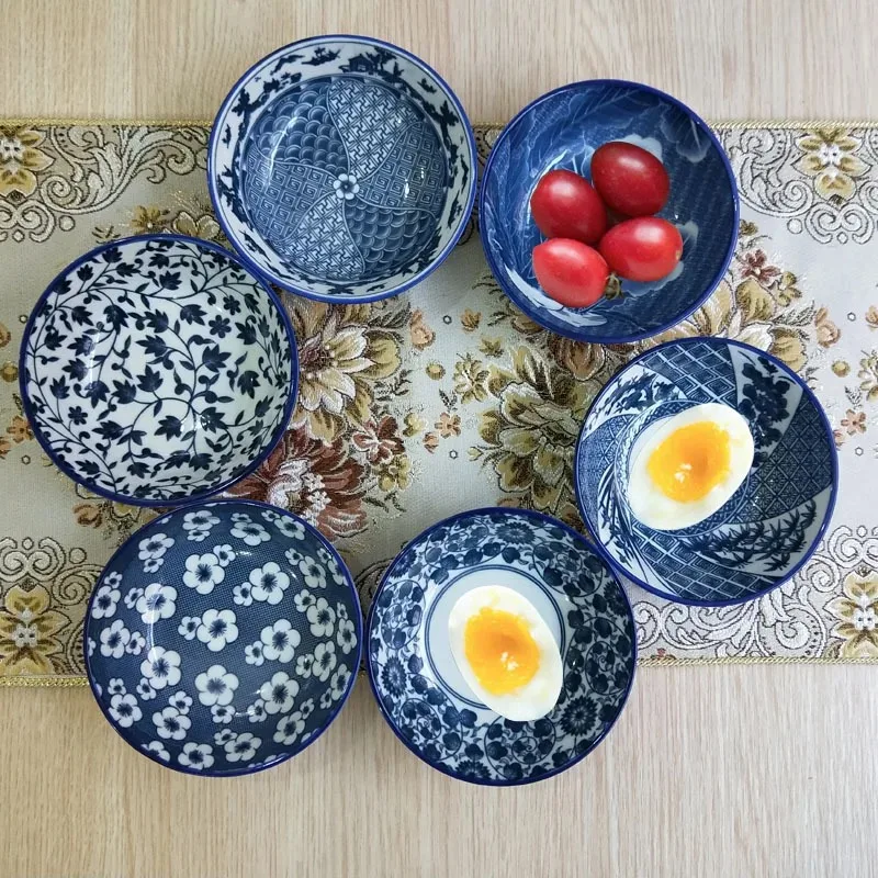 Jingdezhen 중국식 도자기 그릇 세트 식기 세트 가정용 청백자 접시 세트 6개 그릇