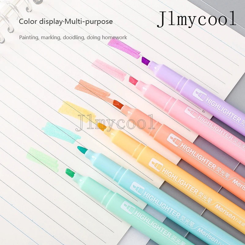 6PCS 마카롱 6색 형광펜, 학생용 마커 그래피티 펜 신선한 캔디 컬러 핸드북 펜 W-885-6