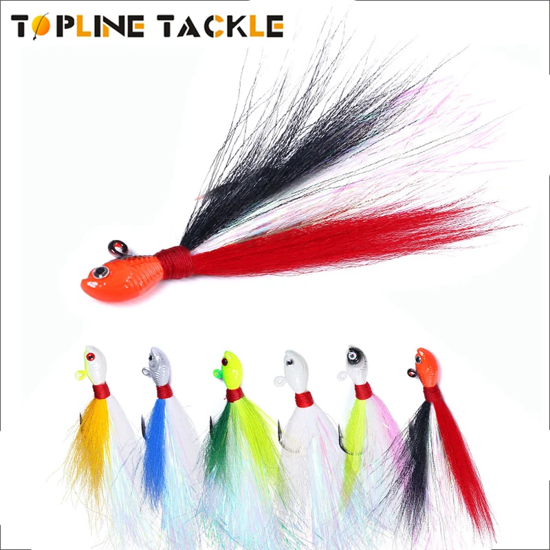 Topline Tackle Sea Fishing Wobbler Bait Inchiku Jig Head Multicolor Deer Hair Dry Trout Bass Jig Fishing Head Hook Wire Bait