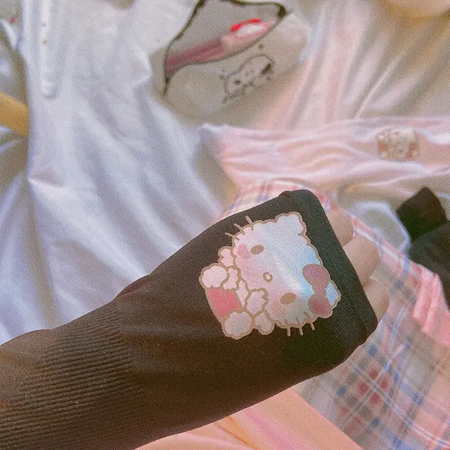 TAKARA TOMY Summer Hello Kitty Thin Ice Silk Outdoor UV Protection Girls Sleeves Students Sunscreen Breathable Arm Sleeves 5