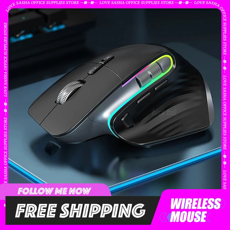 

Wireless Mouse Bluetooth+2.4G Tri-mode Mouse Mute Mice Ergonomic Gaming Mouse USB-C Rechargeable 5 DPI For Laptop PC Notebook