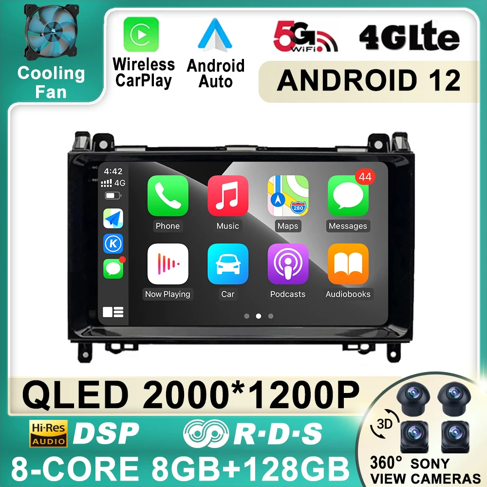 9 дюймов Android 12 для Mercedes /Benz / W169 W245 W639 W906 Sprinter B160 B170 B200 Автомобильный радиоприемник