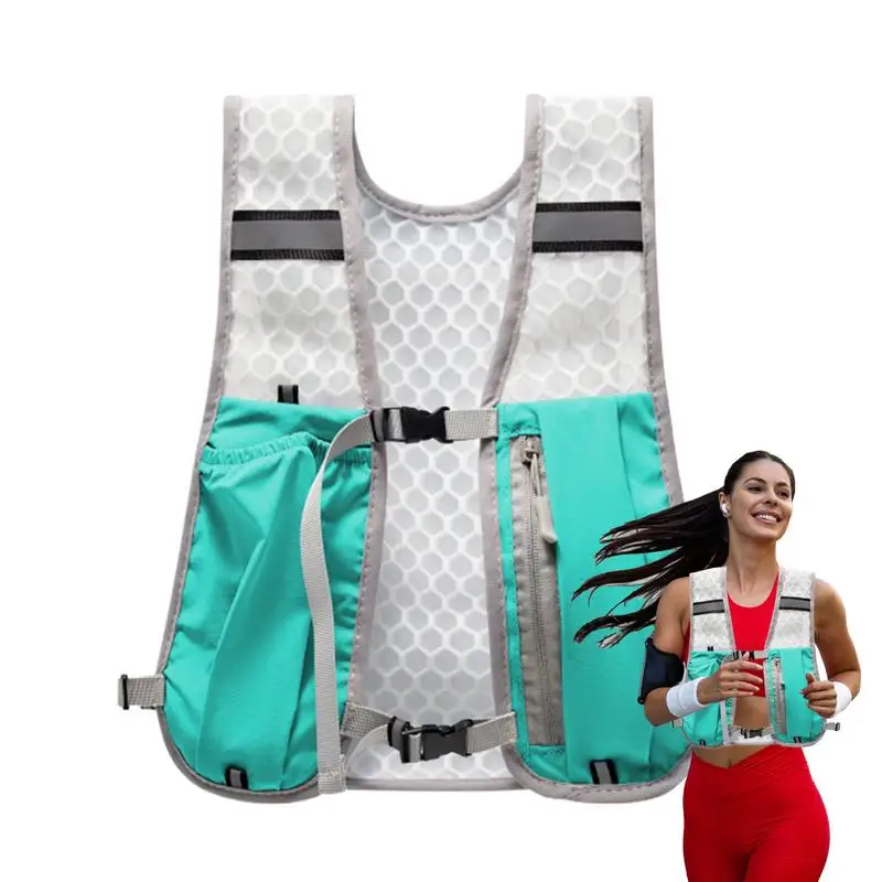 Running Vest Cycling Reflective Hydration Chest Bag Breathable Workout Vest with 500ml Water Bottle Storage Pocket for Cycling