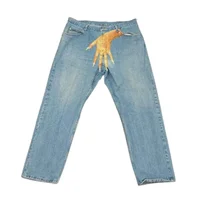 Man Jeans Cargo Pants Y2k for Men Hand Printed Clothing Baggy Fashion Classic Denim Trousers Male New Korean Washed Fashion 1