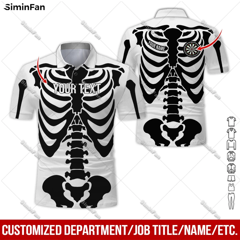 

Custom Name Skeleton Darts Player Mens Polo Shirts 3D Printed Male Short Sleeve Lapel Tee Summer Sporty Tennis Tshirt Female Top