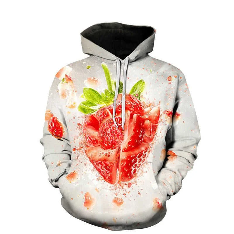 thumbnail image 1 of Sudadera con capucha con estampado 3D divertido de fresa naranja para hombre, sudaderas de manga larga con estampado de kiwi y uva, sudaderas con capucha geniales para mujer, 1 of 5