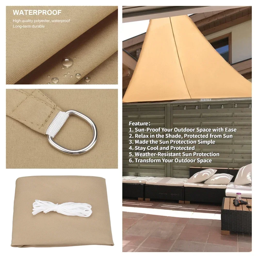 Triangle Sun Shade Sails Big Waterproof Sun Shelter Garden Tent Outdoor Canopy Sunshade Protection Patio Pool Awning Shade Cloth sun shade sail,waterproof tarpaulin,tarpaulin rain cover,camping canopy