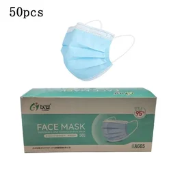 50 - Pack Disposable 3 - Layer Protective Face Masks - Non - Woven, Anti - Dust, Sanitary Safety Masks (50pcs)