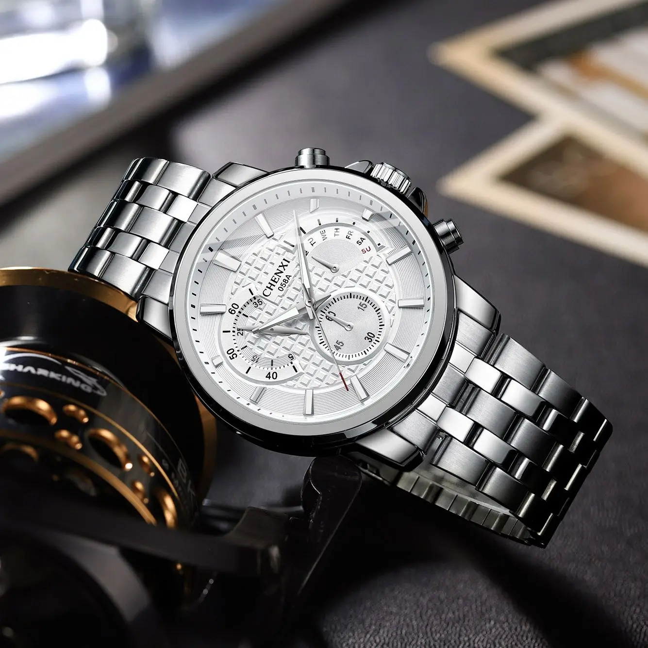 Fashion Men's Watches Silver Stainless Steel 3ATM Waterproof Unique Casual Business Quartz Wristwatch for Men Stylish Gift Clock