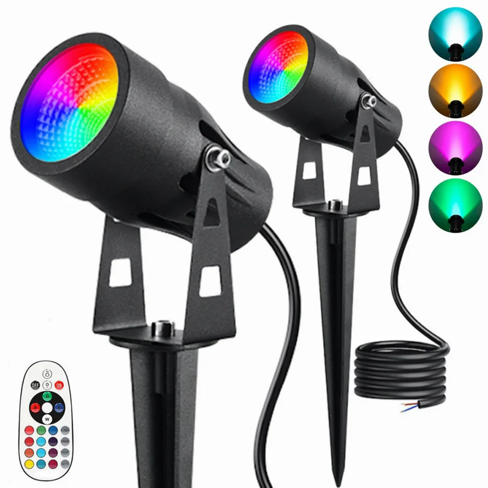 6W RGB Low Voltage Landscape Path Light with Remote Control 12V Outdoor Waterproof Color Changing Spotlight for Garden Lawn 8pcs 8pcs set tv led backlight bar light strip innotek drt 3 0 42 a b type rev01 for lig42lb lc420due 42lb582t tb 42lx330c ca