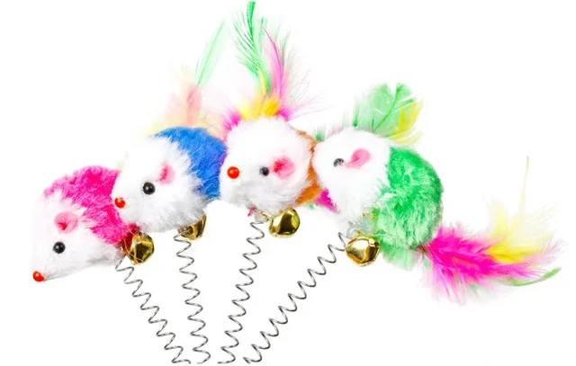 Cartoon Pet Cat Toy Stick Feather Rod Mouse Toy with Mini Bell Cat Catcher Teaser Interactive Cat Toy Kitten игрушки для кошек 3