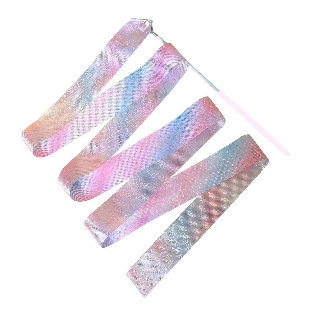 Professional Glitter Dance Ribbon Rhythmic Art Gymnastics Ballet Twirling Rod Stick Kid Cildren Training Equipment 1/2 Pcs 2m