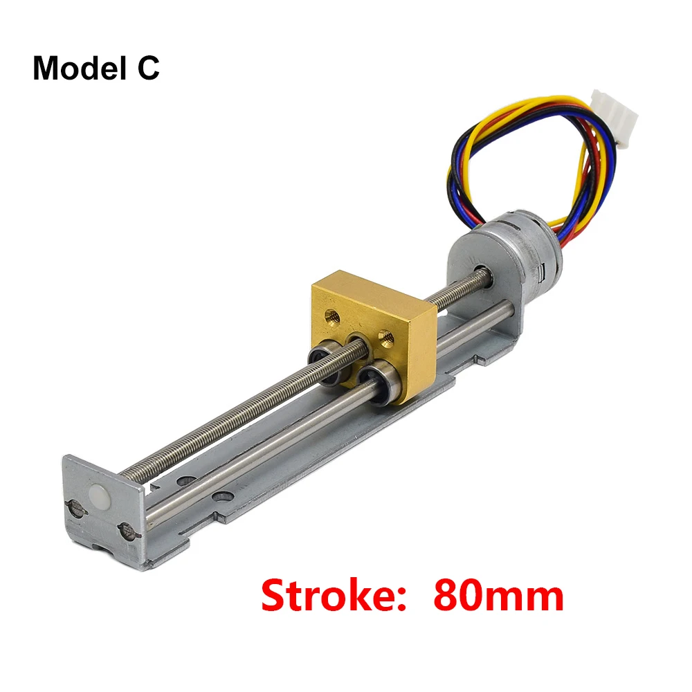 Stroke 35mm/55mm/80mm Linear Actuator Micro 15mm/20mm Two-phase Four-wire Stepper Motor With Copper Nut DIY XYZ 3D printer